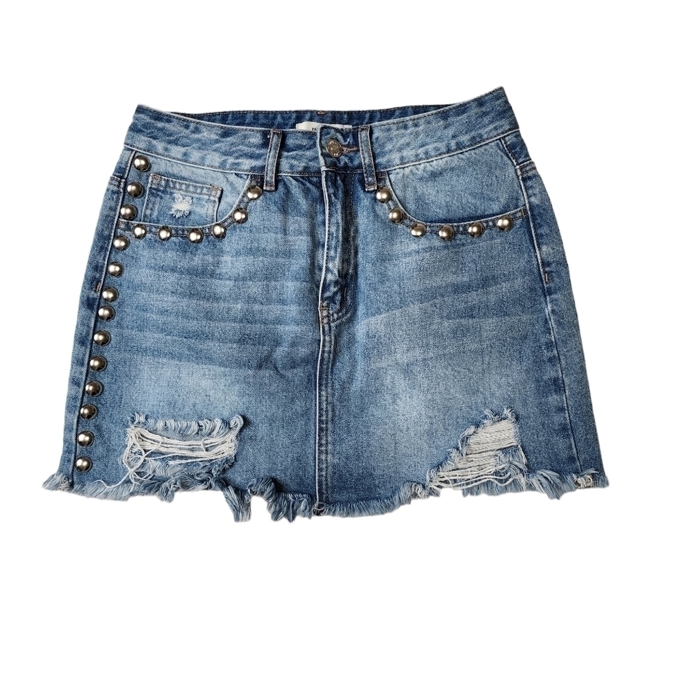 Forever 21 Studded Blue Mini Skirt